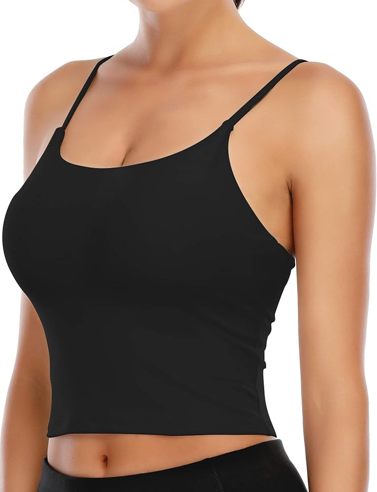 TASADA V-Neck Sports Bras for Women - Wirefree Padded Yoga Bra Running Workout Aesthetic Crop Tank T | Amazon (US)