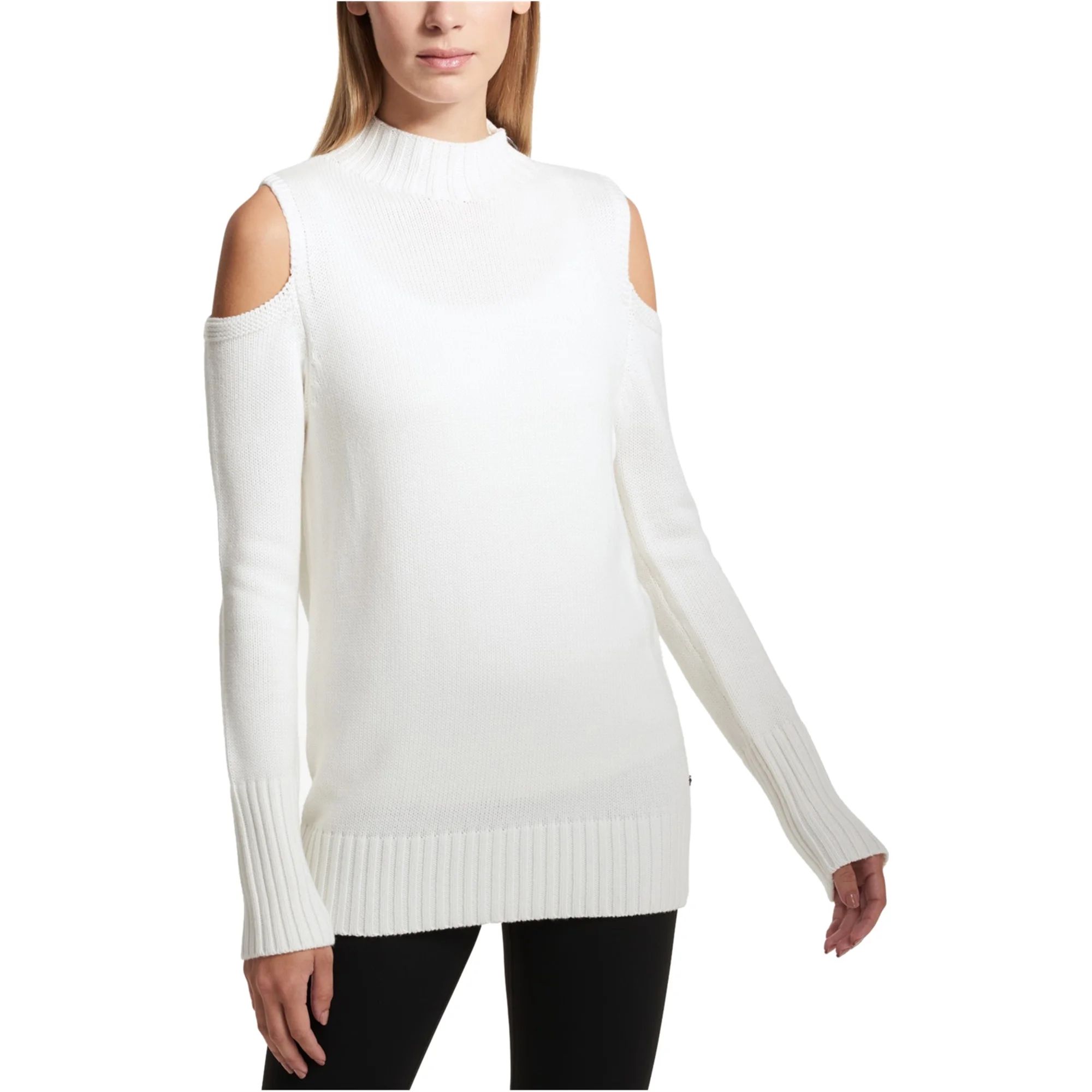 DKNY Womens Cold Shoulder Pullover Sweater, White, Small | Walmart (US)
