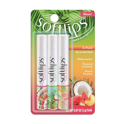 Softlips Daily Lip Moisturizer For Very Dry Lips, Tropical Flavored Lip Balms, Hydrates, Soothes & Prevents Dry, Chapped Lips, Smooth Glide Formula, Dermatologist Tested, Pack of 3 Chap Sticks | Amazon (US)