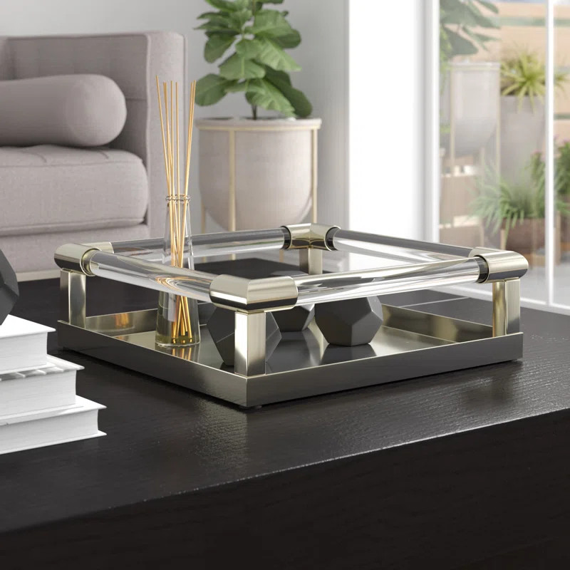 Polished Nickel Glass Vanity Tray | Wayfair North America