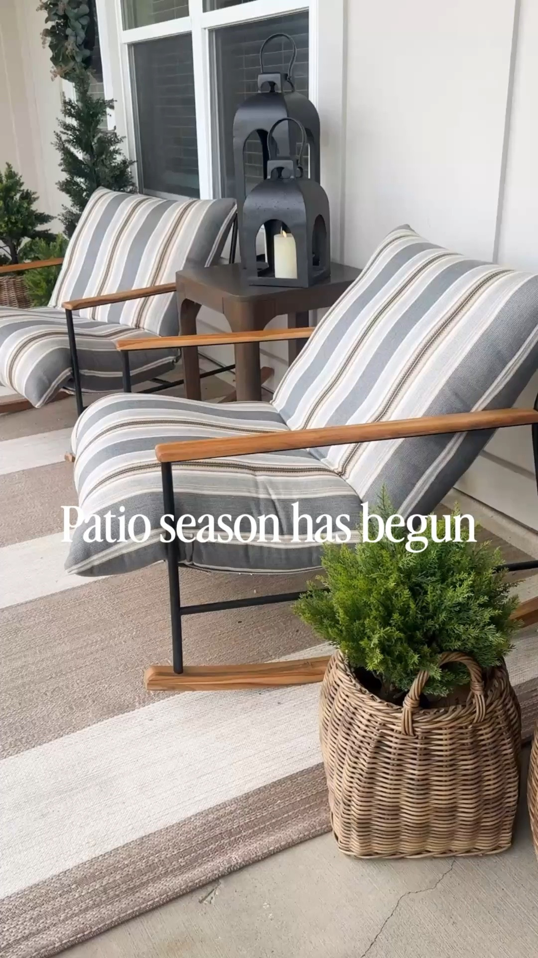 The sunshine is out and I am a happy girl! We just got these 2 rocking chairs to enjoy the sunset and I love them. The teal wood, brass details and washable covers are just what we needed. @Denver Modern outdid themselves with these beauties! 

#LTKmorningroutine #LTKHome #LTKdayinmylife
