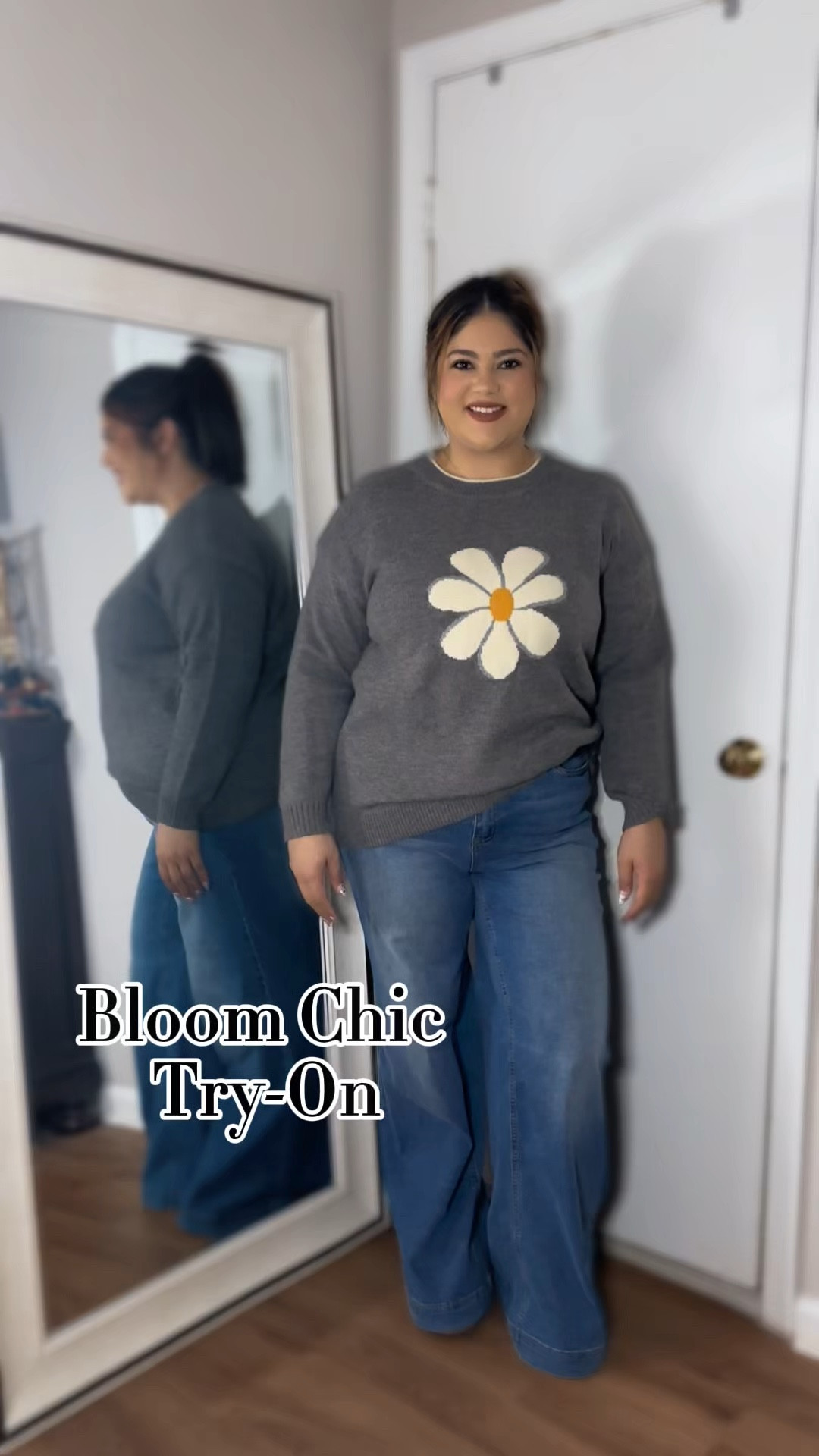 Cute flower sweater and wide leg jeans for curvy and plus women 

@bloomchic

#LTKPlusSize #LTKMidsize #LTKFindsUnder50