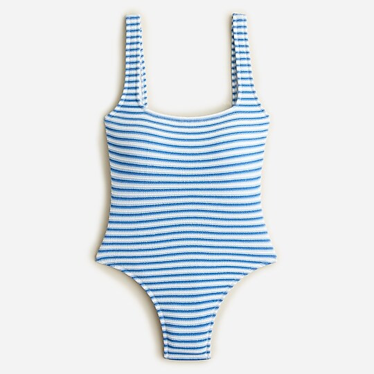 Textured squareneck one-piece in stripe | J. Crew US