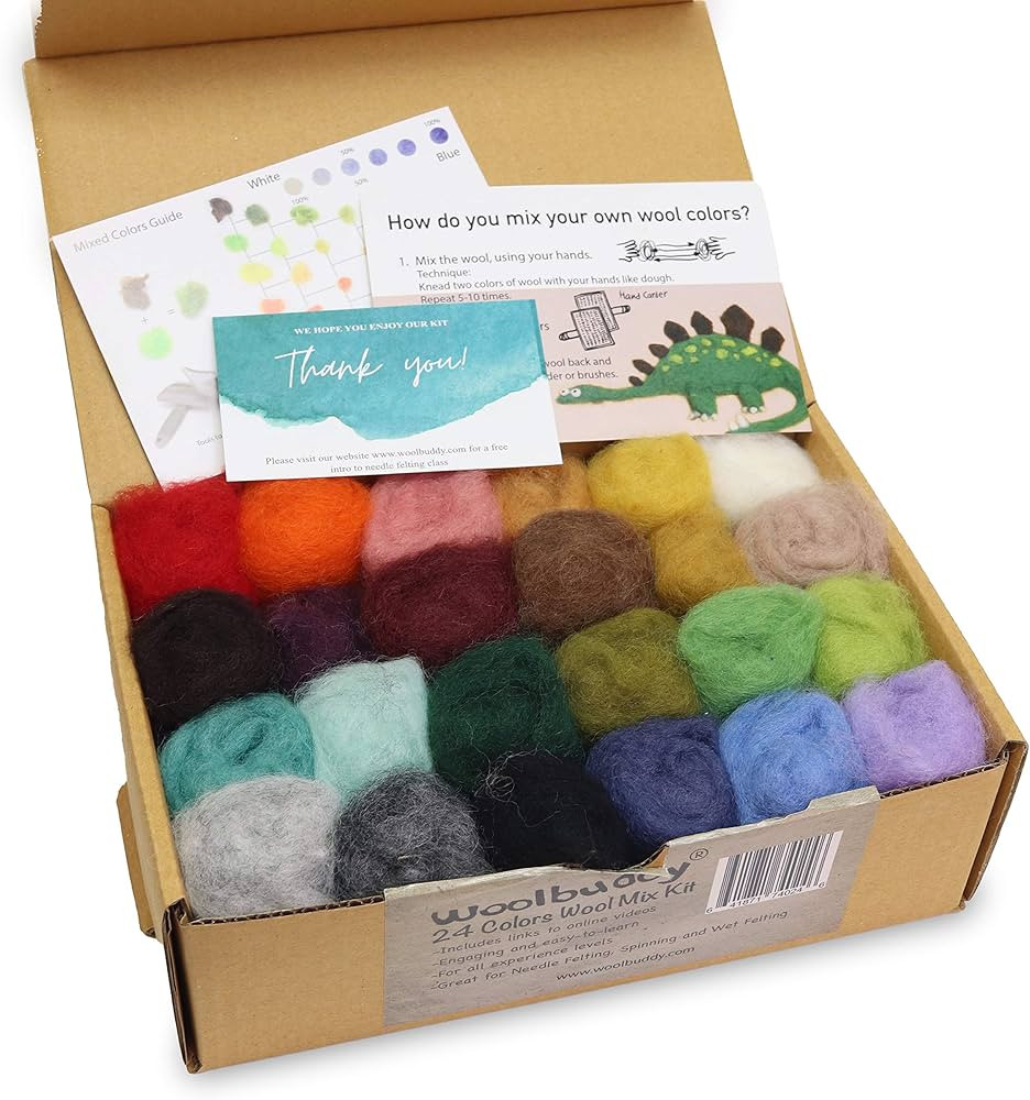 Woolbuddy Felting Wool - Clean, Carded, Assorted Colors Roving for Needle & Wet Felting, Corrieda... | Amazon (CA)