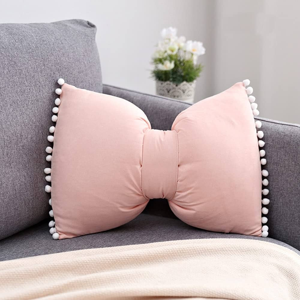 Boho Decorative Throw Pillow Covers with Pom Poms Soft Velvet Pillow Cases Bow Lumbar Pillow Cove... | Amazon (US)