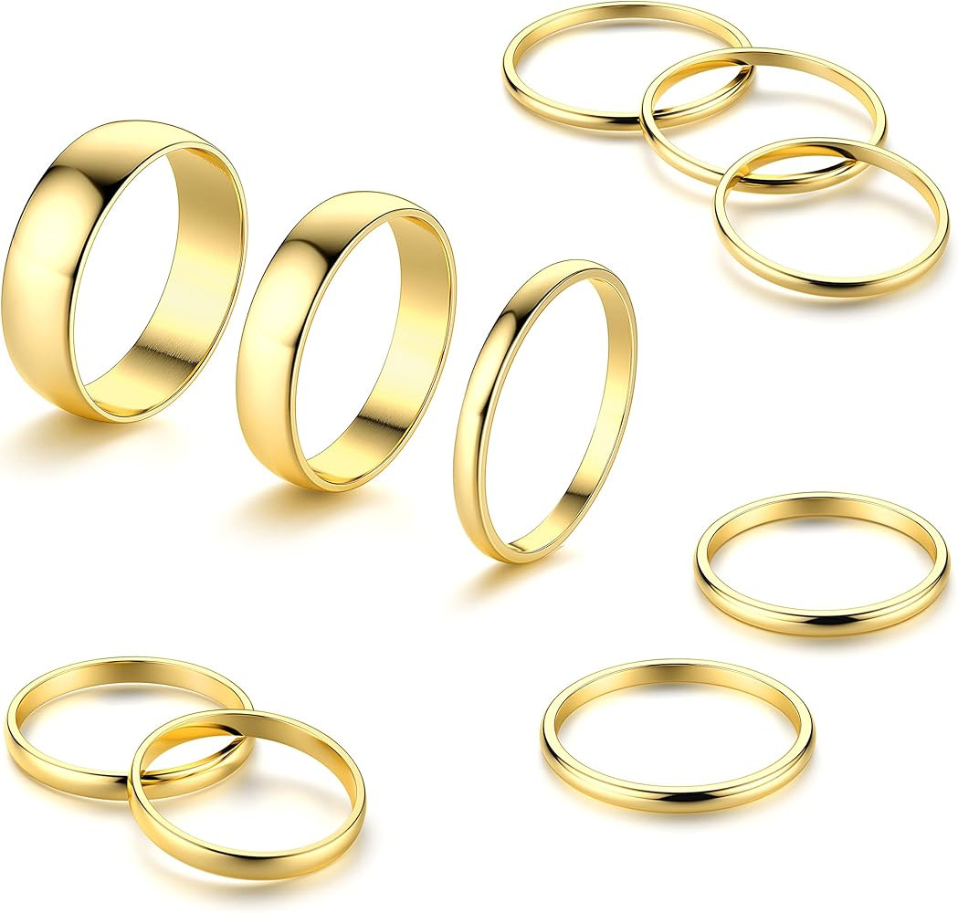 HAIAISO 8-10 Pcs Knuckle Rings Set Stainless Steel Ring Simple Smooth Finger Stackable Rings Set ... | Amazon (US)