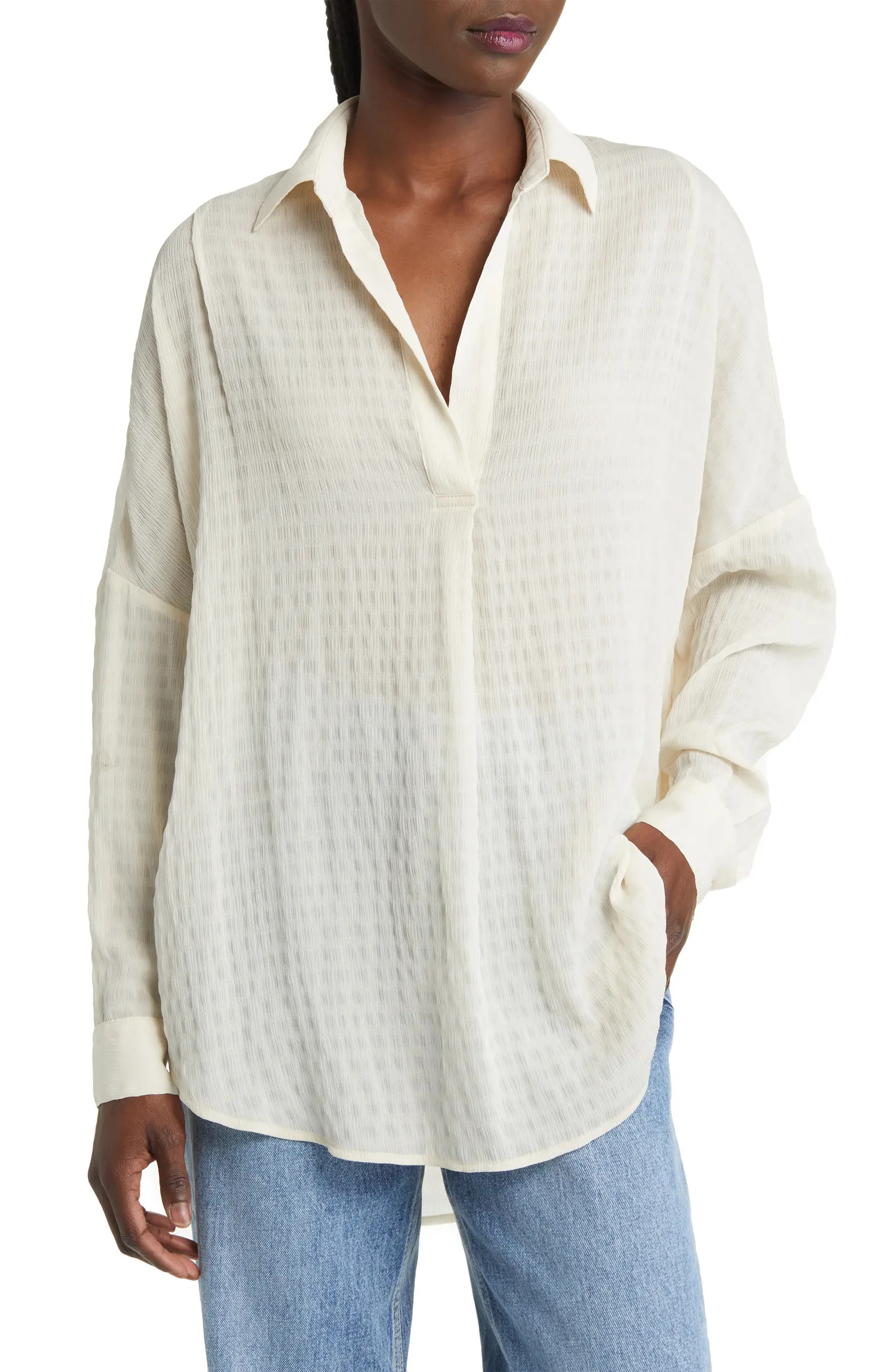 Clar Rhodes Textured Popover Tunic Shirt | Nordstrom