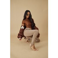 Taupe Slinky High Waist Stirrup Hem Leggings | PrettyLittleThing UK