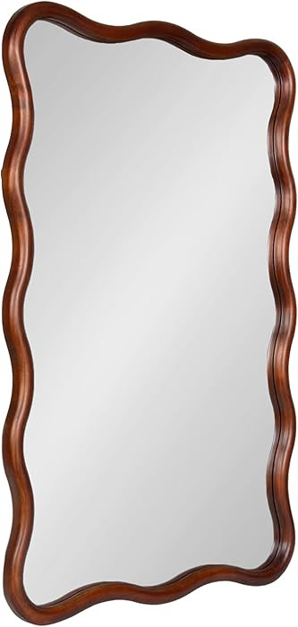 Kate and Laurel Talma Modern Scalloped Rectangle Wall Mirror, 24 x 36, Walnut Brown, Rectangular ... | Amazon (US)