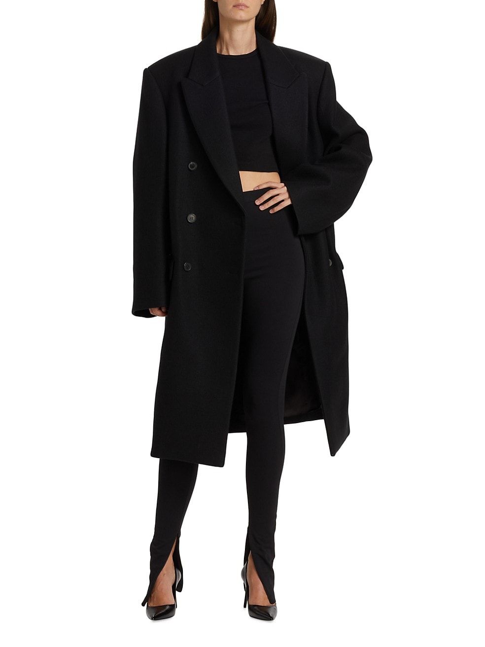 Hailey Bieber Double-Breasted Wool Coat | Saks Fifth Avenue