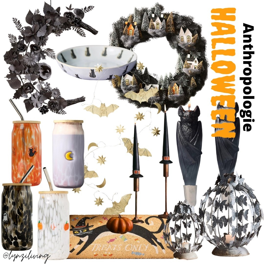 Anthropologie Halloween 2025

Halloween decor 2025, Halloween decorations 2025, Halloween home decor 2025, Halloween wreath, moon wreath, haunted house wreath, black cat serving bowl, Halloween serving bowl, Halloween coffee glass, Halloween icon glass, Halloween garland, bat garland, celestial garland, black cat welcome mat, Halloween welcome mat, Halloween lantern, moth lantern, Goth decor, bat taper candle, bat candles, Halloween candles, witch hat candle

#LTKHalloween #LTKFindsUnder100 #LTKHome