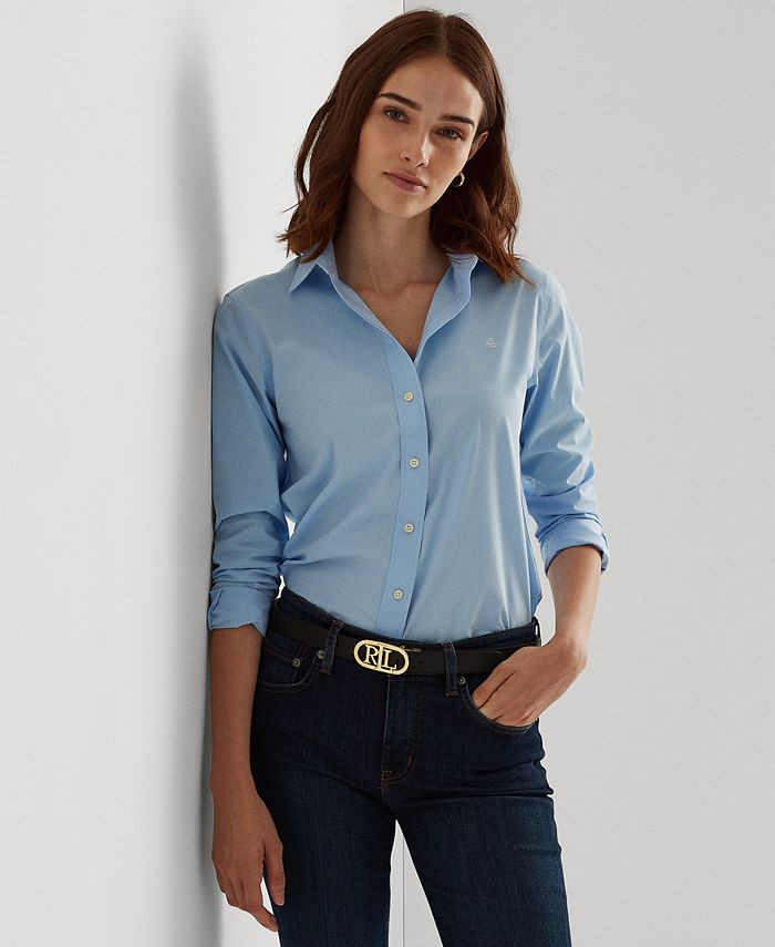 Lauren Ralph Lauren Non-Iron Straight-Fit Shirt & Reviews - Tops - Women - Macy's | Macys (US)