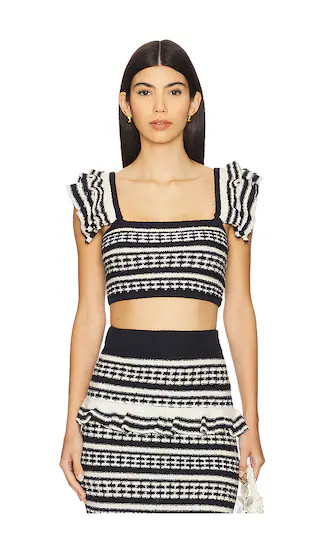 Kaely Top in Navy & Ivory | Revolve Clothing (Global)