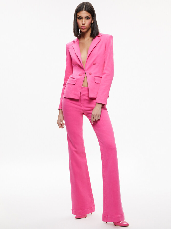 MYA NOTCH COLLAR FITTED DENIM BLAZER | Alice + Olivia