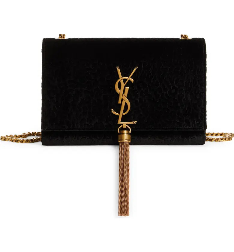 Saint Laurent Small Kate Flocked Velvet Crossbody Bag | Nordstrom | Nordstrom