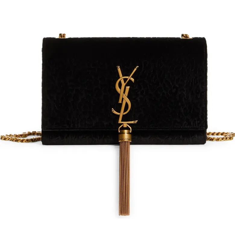Saint Laurent Small Kate Flocked Velvet Crossbody Bag | Nordstrom | Nordstrom