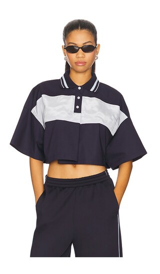 Cropped Polo Top in Navy | Revolve Clothing (Global)