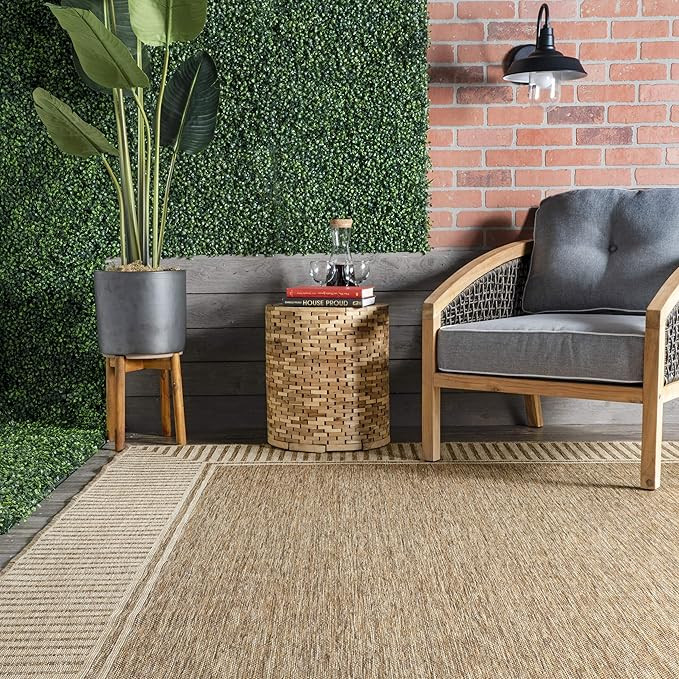 Nuloom Asha Light Brown/Ivory, 5' x 8', Casual, Striped Border, Soft and Cozy, High Traffic, Stai... | Amazon (US)