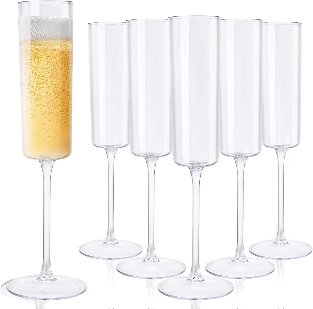 Ciaell 24 Pack Plastic Champagne Flutes - Clear 6 Oz Disposable Champagne Glasses - Square Plasti... | Amazon (US)