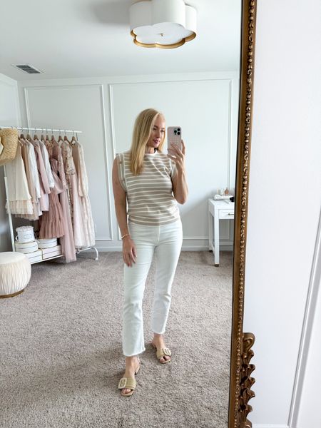The prettiest new top from Avara! Would be a great workwear option! I have it paired with the Avara Heather white jeans, a look for less for Mother jeans, and my favorite Sam Edelman sandals. Wearing size small in the top and 27 in the jeans. Use my code Amandaj15 for 15% off. Work outfits // workwear // summer outfits // casual outfits // white jeans // shopavara // Avara fashion 

#LTKSeasonal #LTKStyleTip #LTKWorkwear