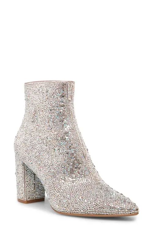 Betsey Johnson Cady Crystal Pavé Bootie in Rhinestone at Nordstrom, Size 5.5 | Nordstrom