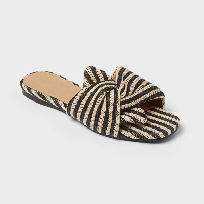 Women’s Mila Striped Slide Sandals - Universal Thread™ Black/Cream 5 | Target