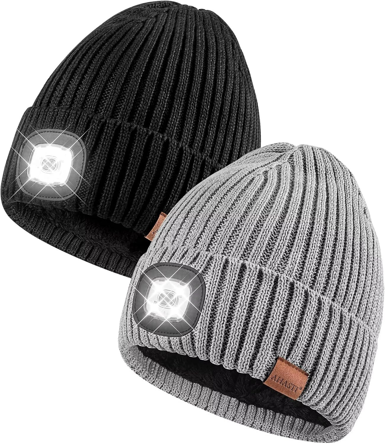 Beanie with Light for Men 2 Pack, Hat with Light Built in Rechargeable Winter Warm Knitted Headla... | Amazon (US)