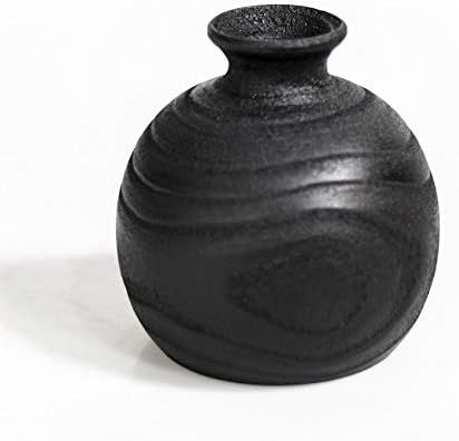 Handmade Natural Wood Vase Wooden Flower Vases Black Vase for Home Office Table Decor 5.5 X 6.3inch | Amazon (US)