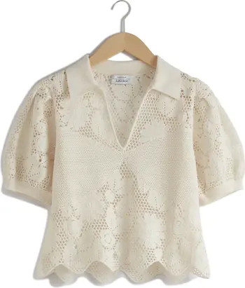 Lace Puff Sleeve Sweater | Nordstrom