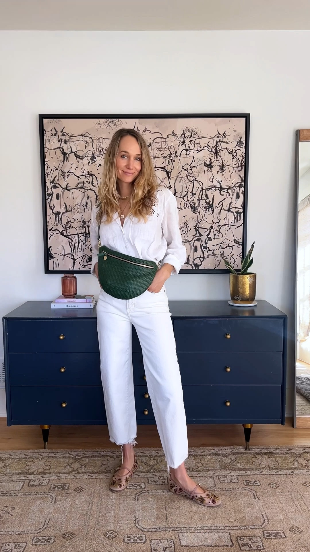 All white outfit, grande fanny, Clare v, woven bag, white jeans, linen shirt, mesh ballet flats 

#LTKItBag #LTKSeasonal #LTKShoeCrush