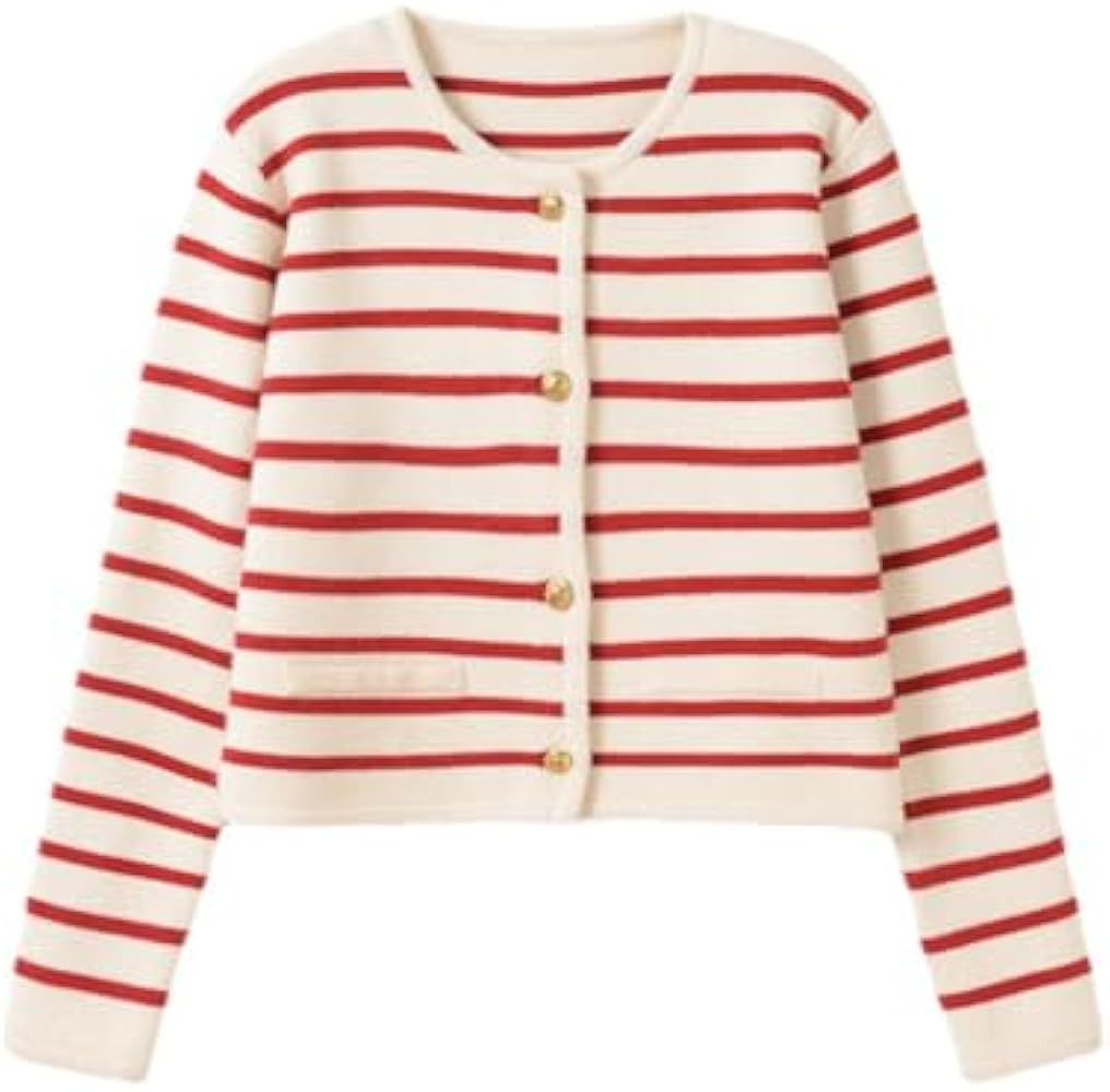 Old Money Aesthetic Clothing Women Striped Cardigan Sweaters for Women Trendy Cropped Sweater | Amazon (US)