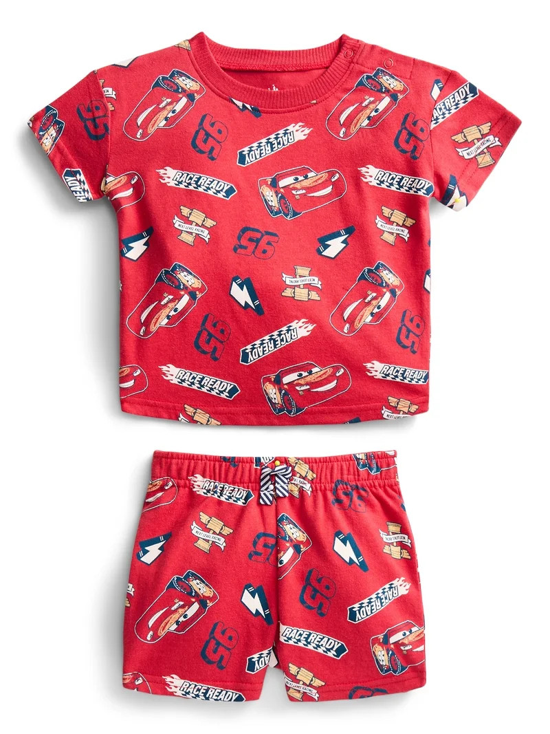 Pixar Cars Baby Boys Allover Print Short Sleeve Tee and Shorts Set, 2-Piece, Sizes 0/3M-24M | Walmart (US)