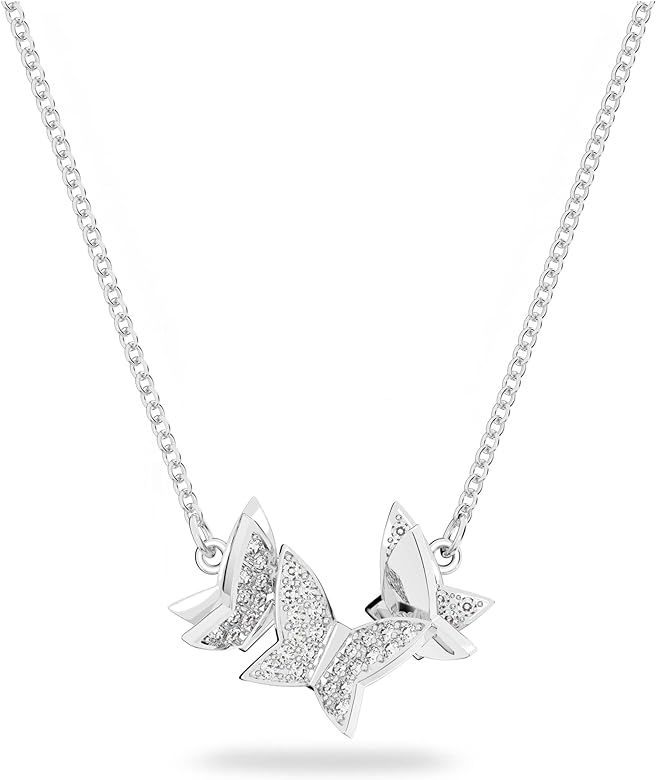Swarovski Lilia Butterfly Crystal Necklace Jewelry Collection, Rhodium Tone & Rose Gold Tone Fini... | Amazon (US)