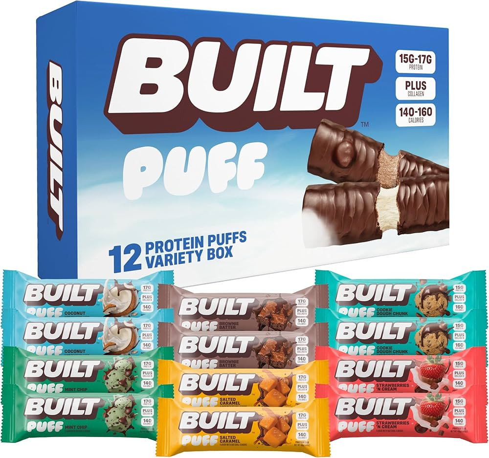 Built Puff Protein Variety Pack, High Protein Bars, Collagen, On-the-go Snacks, Breakfast Bar, Mi... | Amazon (US)