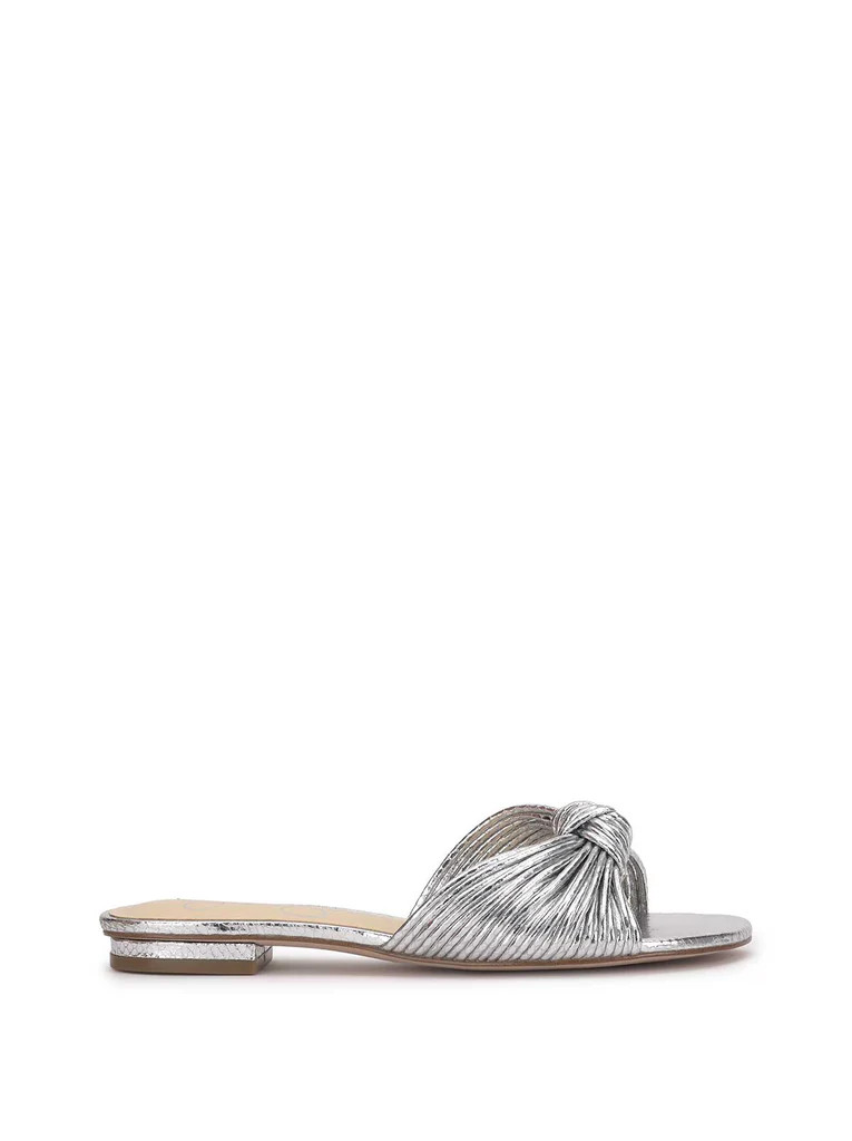 Dydra Knotted Flat Sandal in Silver | Jessica Simpson E Commerce