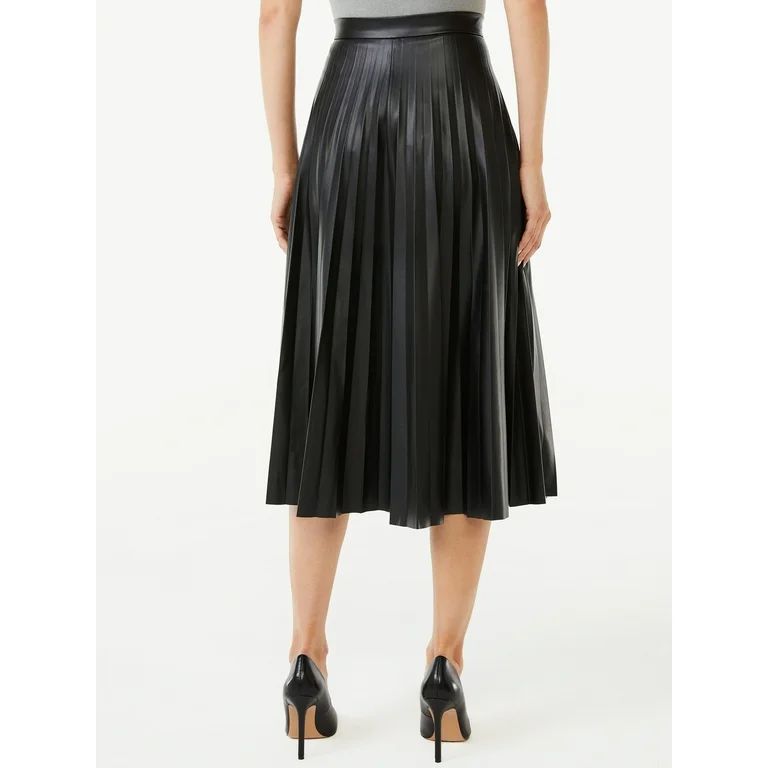 Scoop Women’s Faux Leather Pleated Skirt - Walmart.com | Walmart (US)