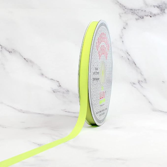 Creative Ideas Solid 3/8-Inch Grosgrain Ribbon, 50-Yard, Neon Yellow | Amazon (US)