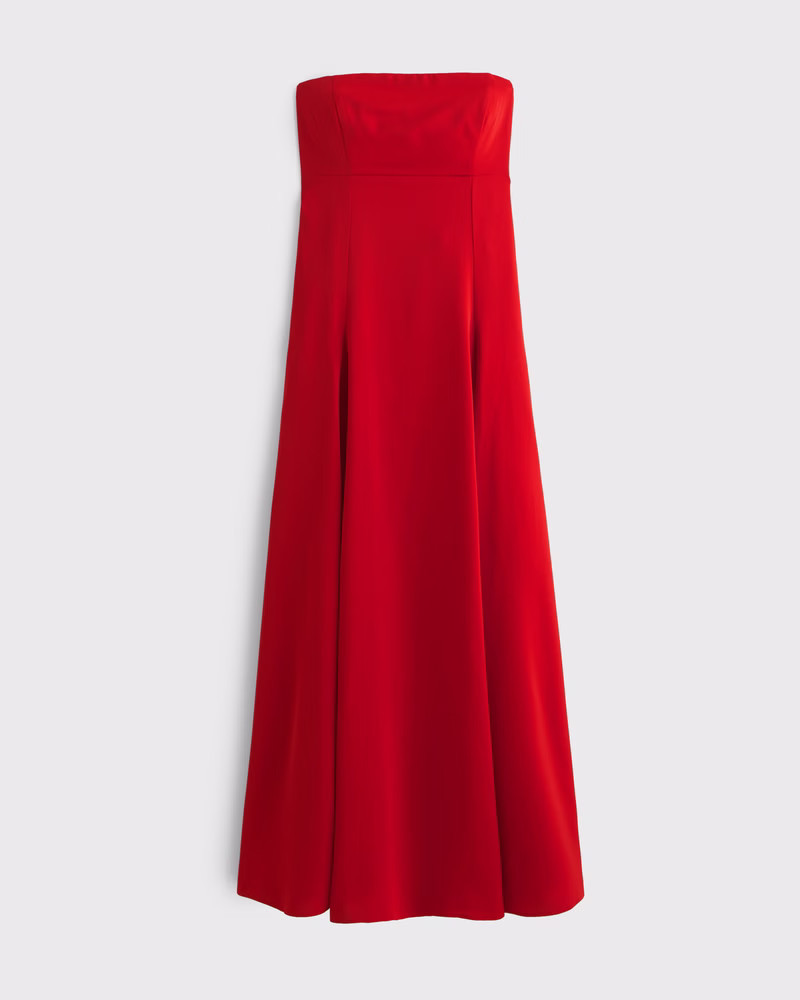 Abercrombie & Fitch Women's Godet Clasp-Back Midi Dress in Vivid Red - Size M | Abercrombie & Fitch (US)