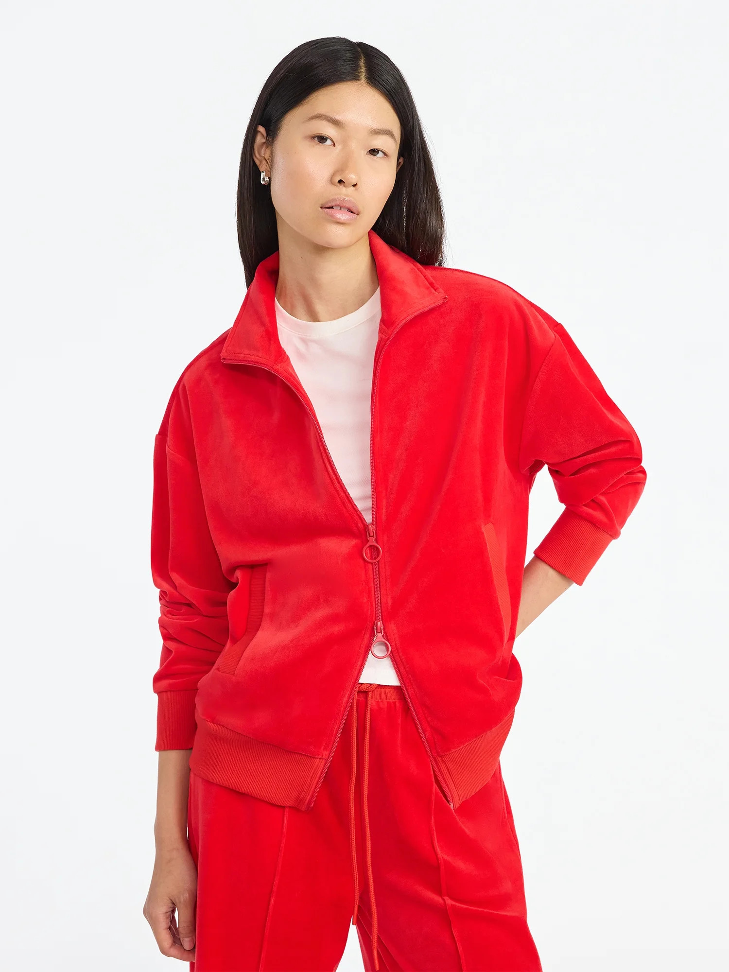 Scoop Women’s Velour Track Jacket, Lightweight, Sizes XS-XXL | Walmart (US)