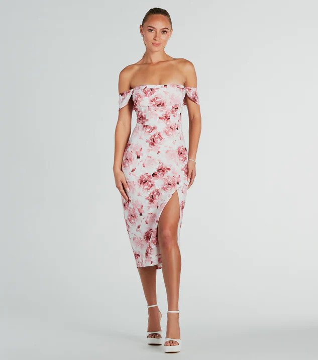 Enchanting Blooms Floral Linen Midi Dress | Windsor Stores