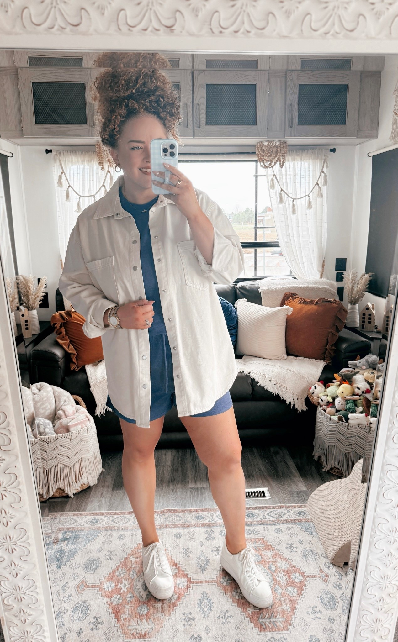 This is one of those outfits that just feels easy in the best way 😌 The set is super comfy on its own, but I love throwing an oversized white denim button down over it to make it feel a little more styled without trying. 🤩 Finished it off with white platform sneakers for that casual everyday look I keep reaching for🤍 blue two piece set | matching set outfit | casual everyday outfit | oversized denim shirt outfit | white denim button down | layered casual outfit | comfy chic style | relaxed fit set | white platform sneakers outfit | everyday sneaker look | effortless outfit idea | amazon fashion find | affordable outfit inspo | summer casual outfit | laid back style outfit | easy throw on outfit | neutral layered outfit | travel casual outfit | street style casual | everyday basics outfit 

#LTKootd #LTKMidsize #LTKdayinmylife
