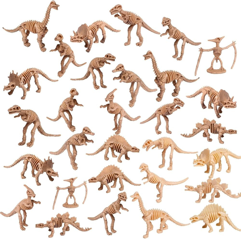 UPINS 30 Pack Dinosaur Fossil Skeletons 3.7 Inch Assorted Dinosaur Skeleton Toy Figures Dino Bone... | Amazon (US)