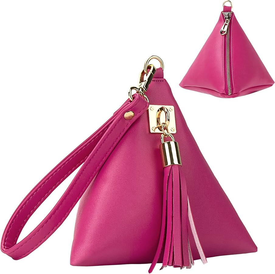 Women Leather Clutch Wallet Triangle Wristlet Purse with Wrist Strap | Amazon (US)