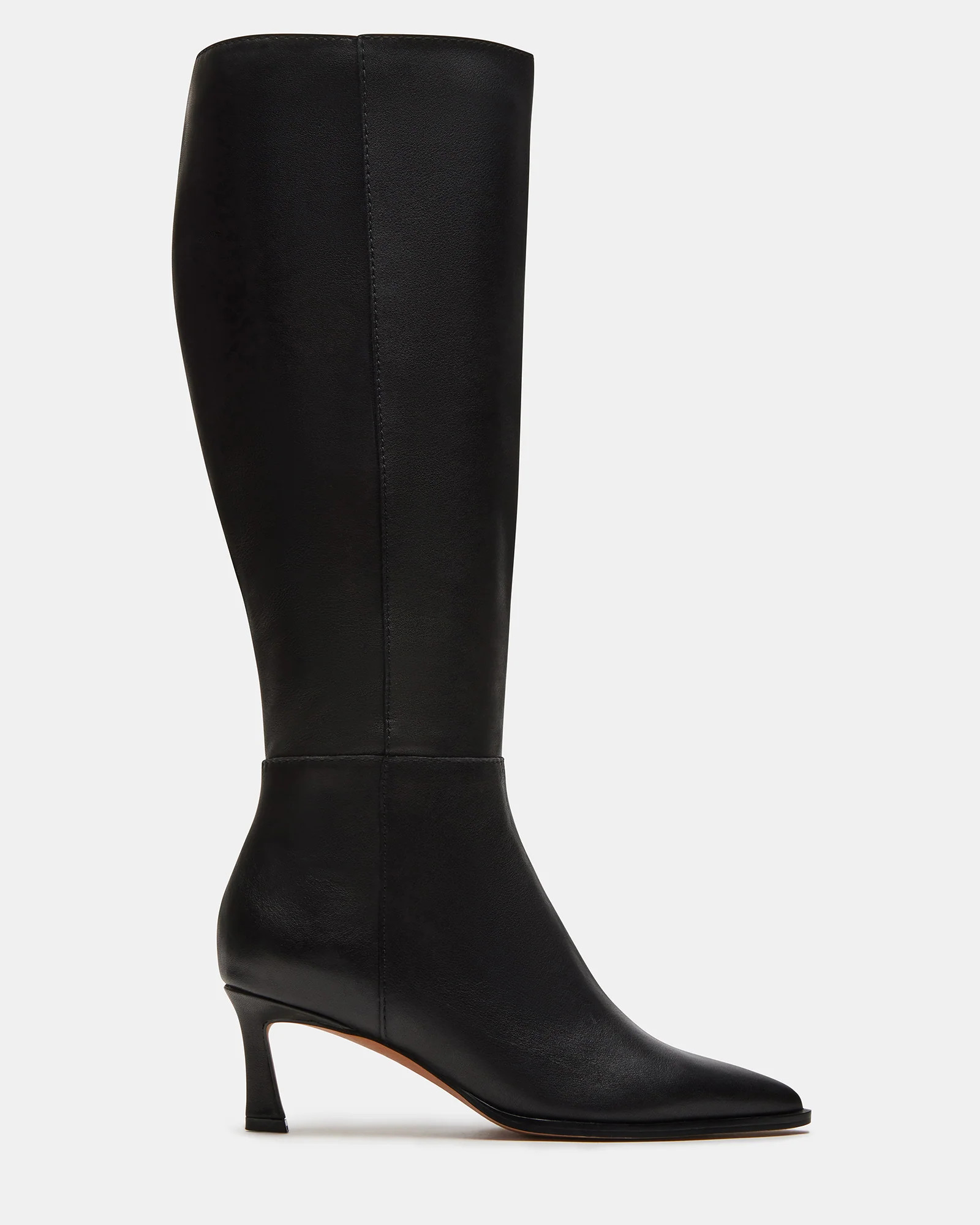 LUCID Black Leather Women's Pointed Toe Kitten Heel Boot | Steve Madden (US)