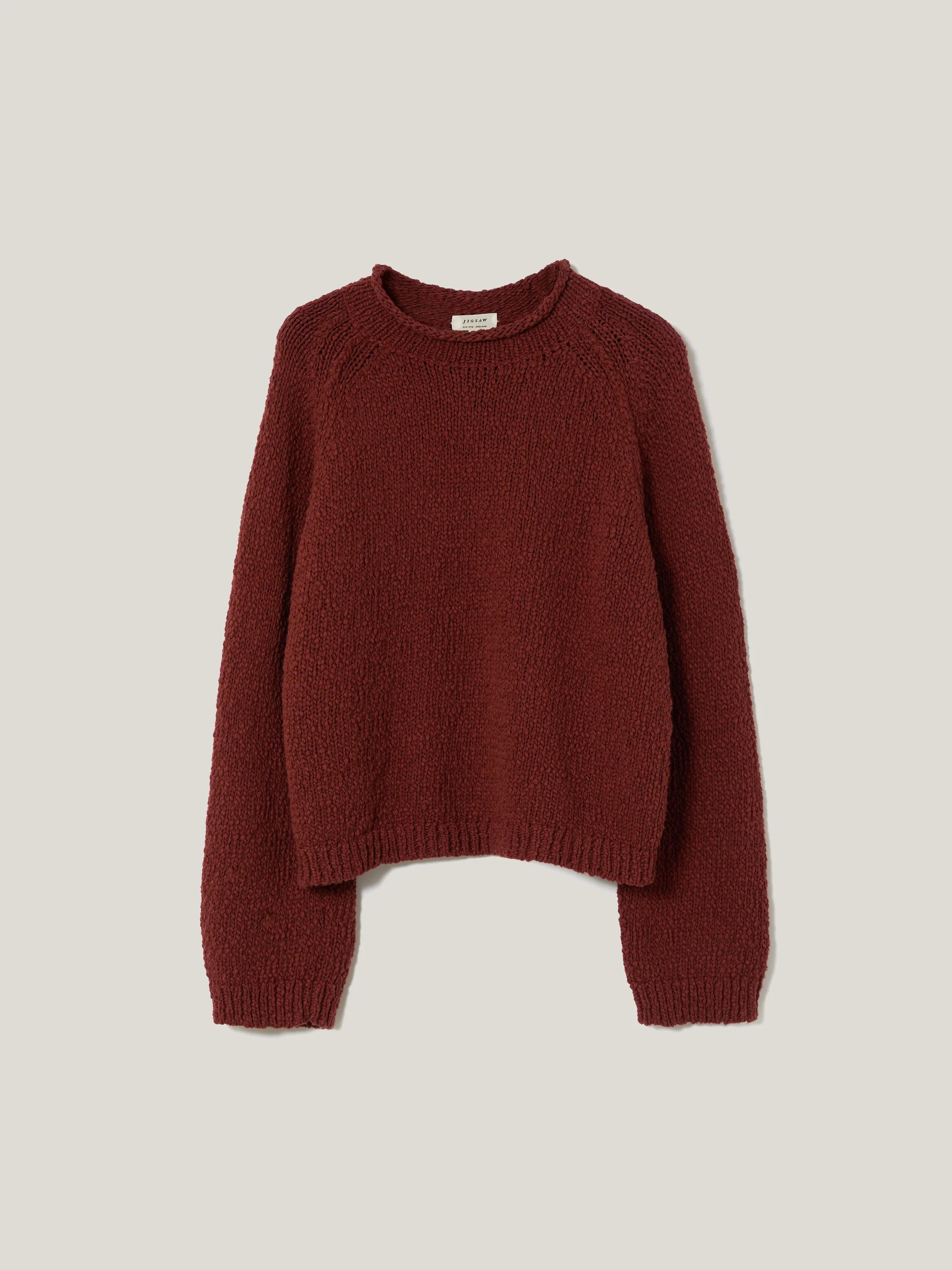 Chunky Textured Cotton Jumper | Red | Jigsaw (UK)