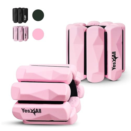Yes4All Wrist & Ankle Weights, Adjustable Silicone Ankle weights for Women Men Home Gym Workout, Yoga, Dance, Cardio, Pilates, Aerobics, Walking and Running (1lbs/Pair) - Pink | Amazon (US)