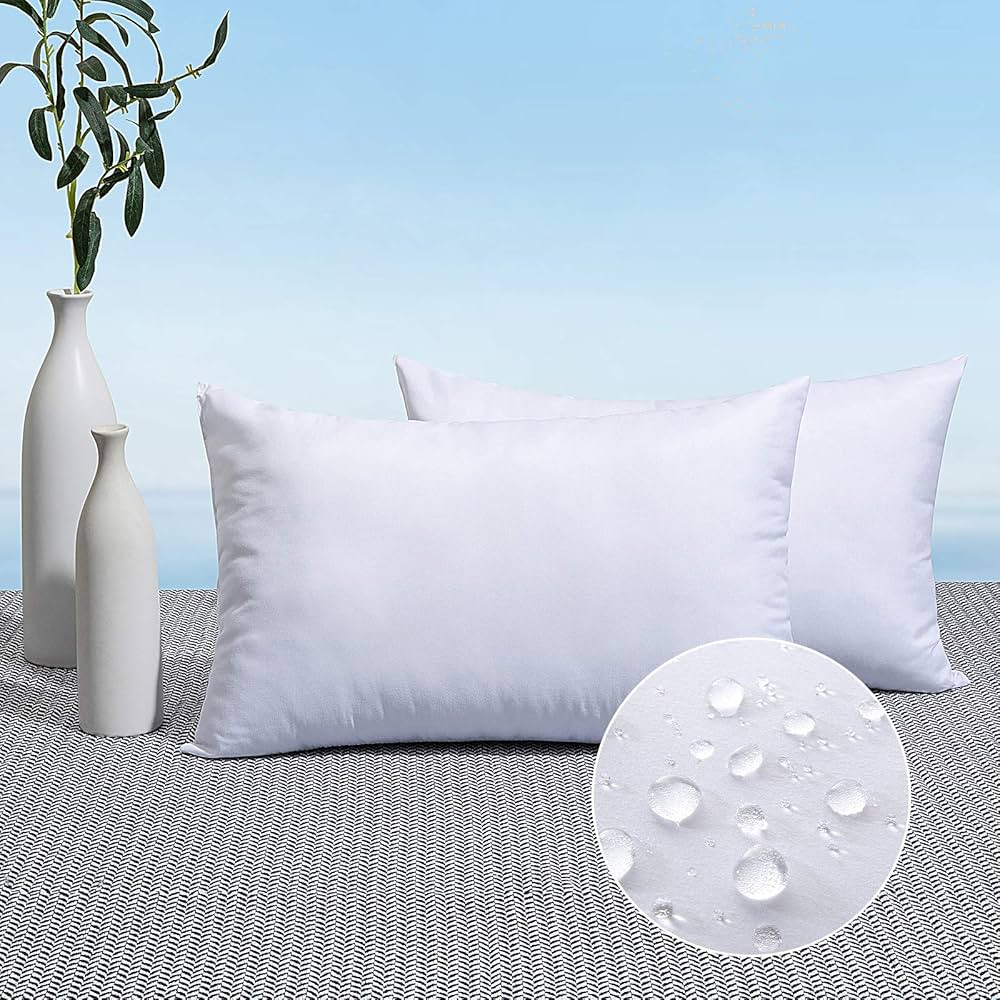 MIULEE Pack of 2 12x20 Outdoor Pillow Inserts, Outdoor Throw Pillows Water-Resistant Decorative P... | Amazon (US)