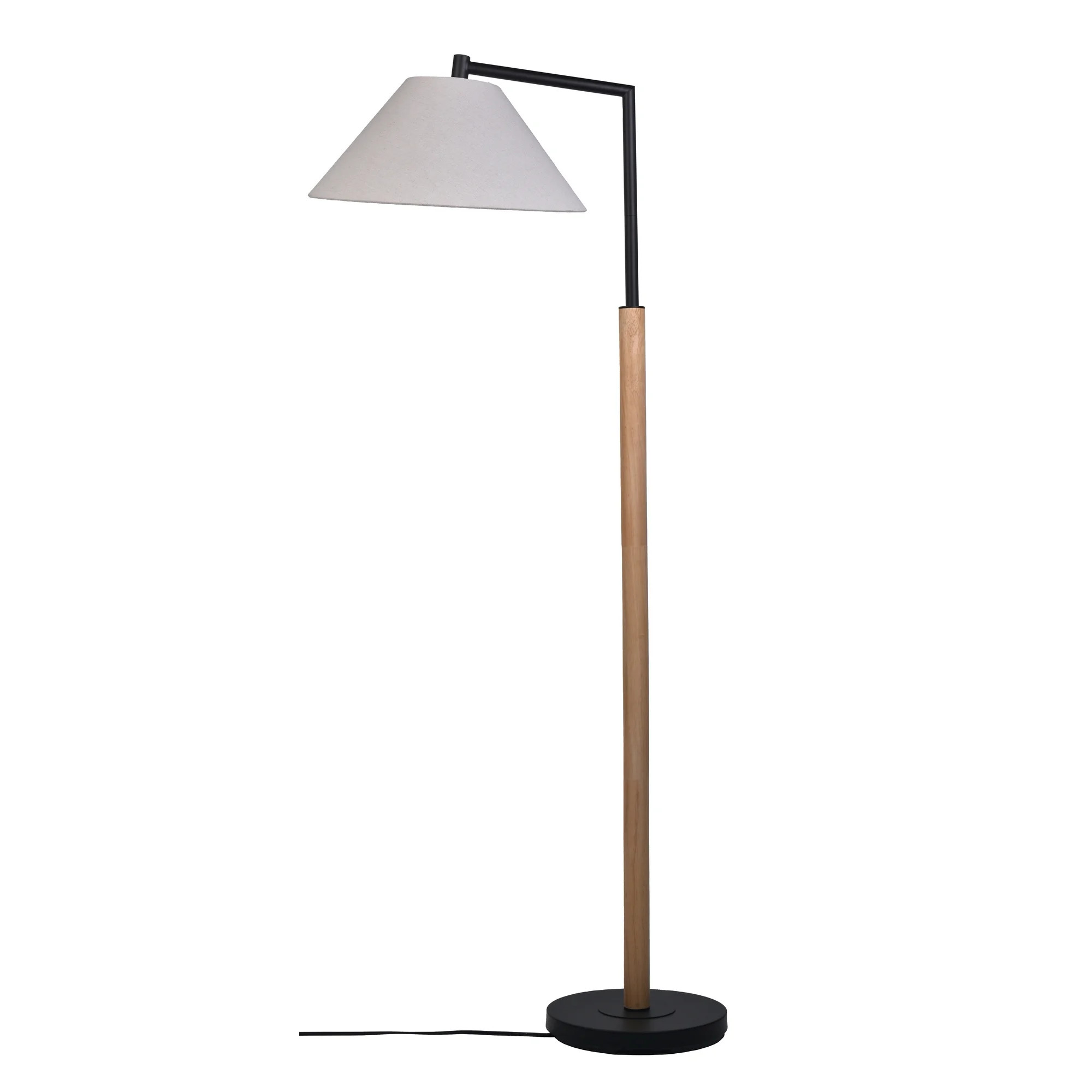 Better Homes & Gardens Wood Cream Black Metal Floor Lamp with White Fabric Shade, Modern Design, ... | Walmart (US)