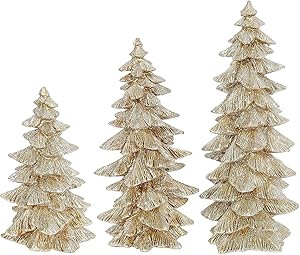 Raz Set of 3 Champagne Gold Glittered Christmas Trees- 6.5 inches to 9.5 inches Tall | Amazon (US)
