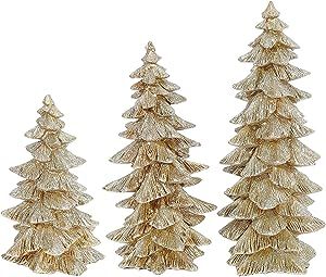 Raz Set of 3 Champagne Gold Glittered Christmas Trees- 6.5 inches to 9.5 inches Tall | Amazon (US)